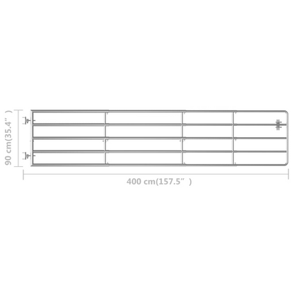 vidaXL 5 Bar Field Gate Steel (59.1"-157.5")x35.4" Silver