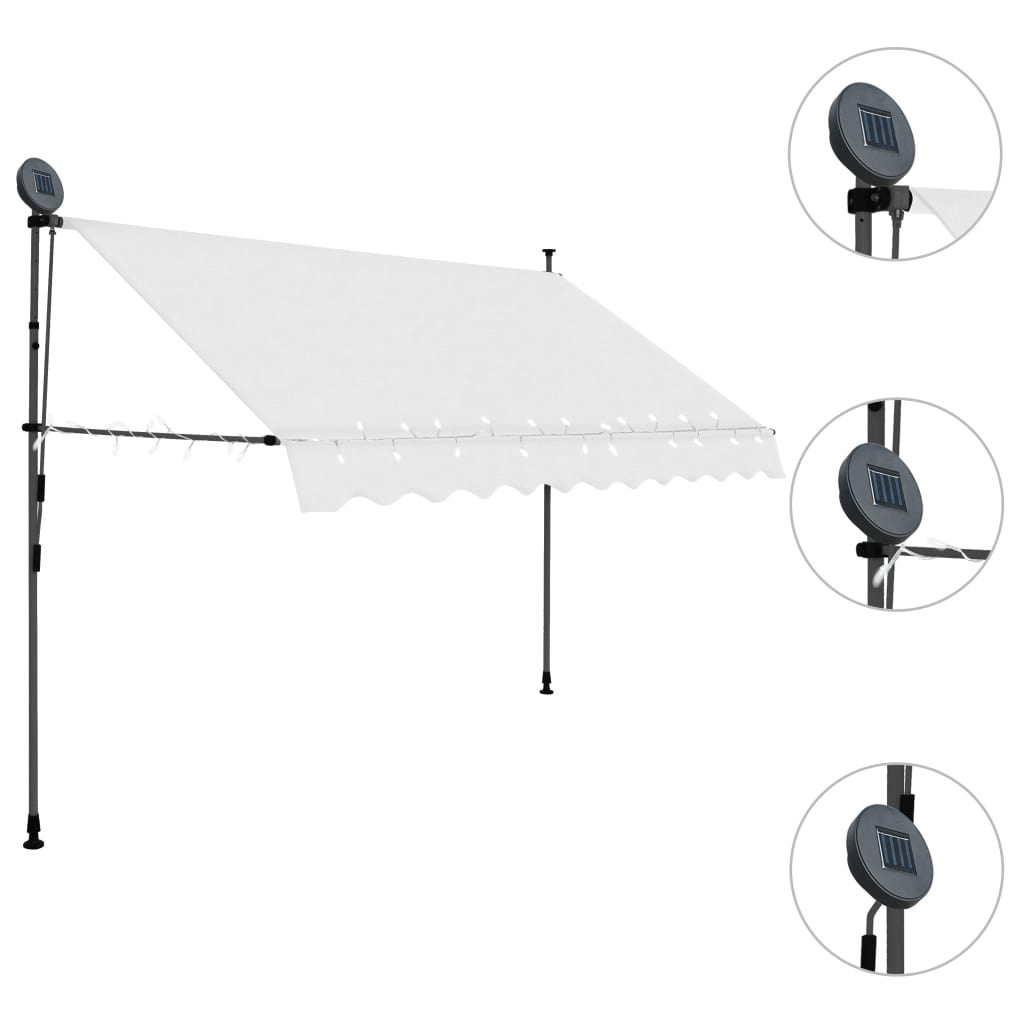 vidaXL Manual Retractable Awning with LED 118.1" Cream