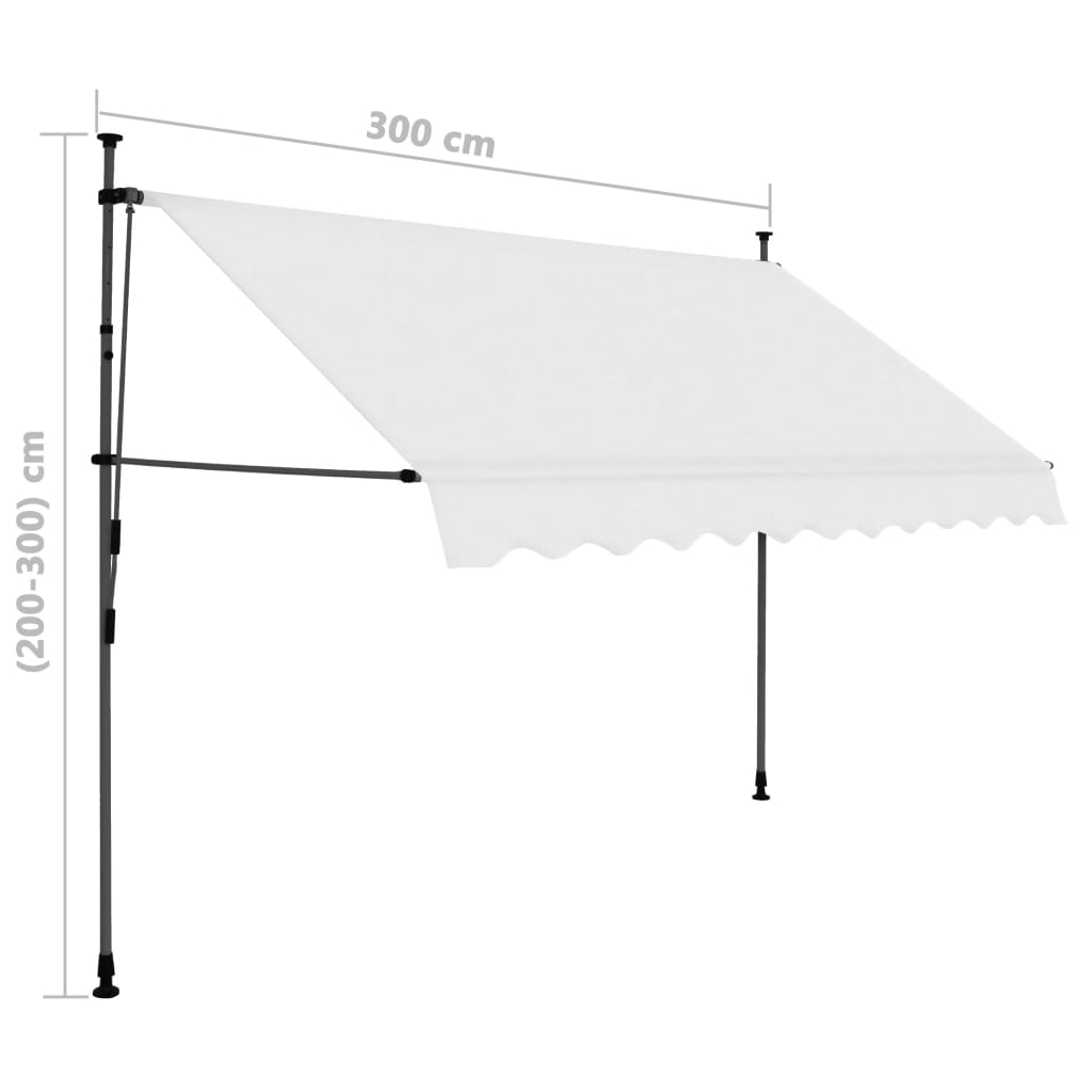 vidaXL Manual Retractable Awning with LED 118.1" Cream