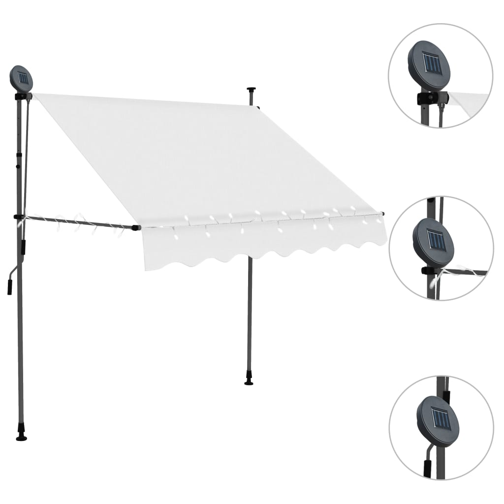 vidaXL Manual Retractable Awning with LED 78.7" Cream