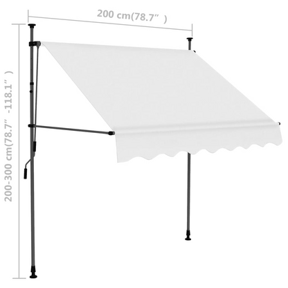 vidaXL Manual Retractable Awning with LED 78.7" Cream