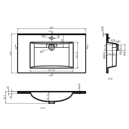 vidaXL Built-in Wash Basin 31.5"x18.1"x5.1" SMC White