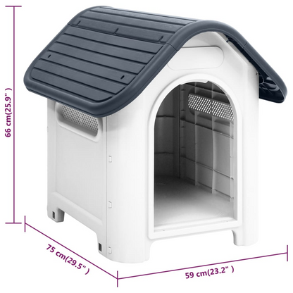 vidaXL Dog House Gray 23.2"x29.5"x26" Polypropylene