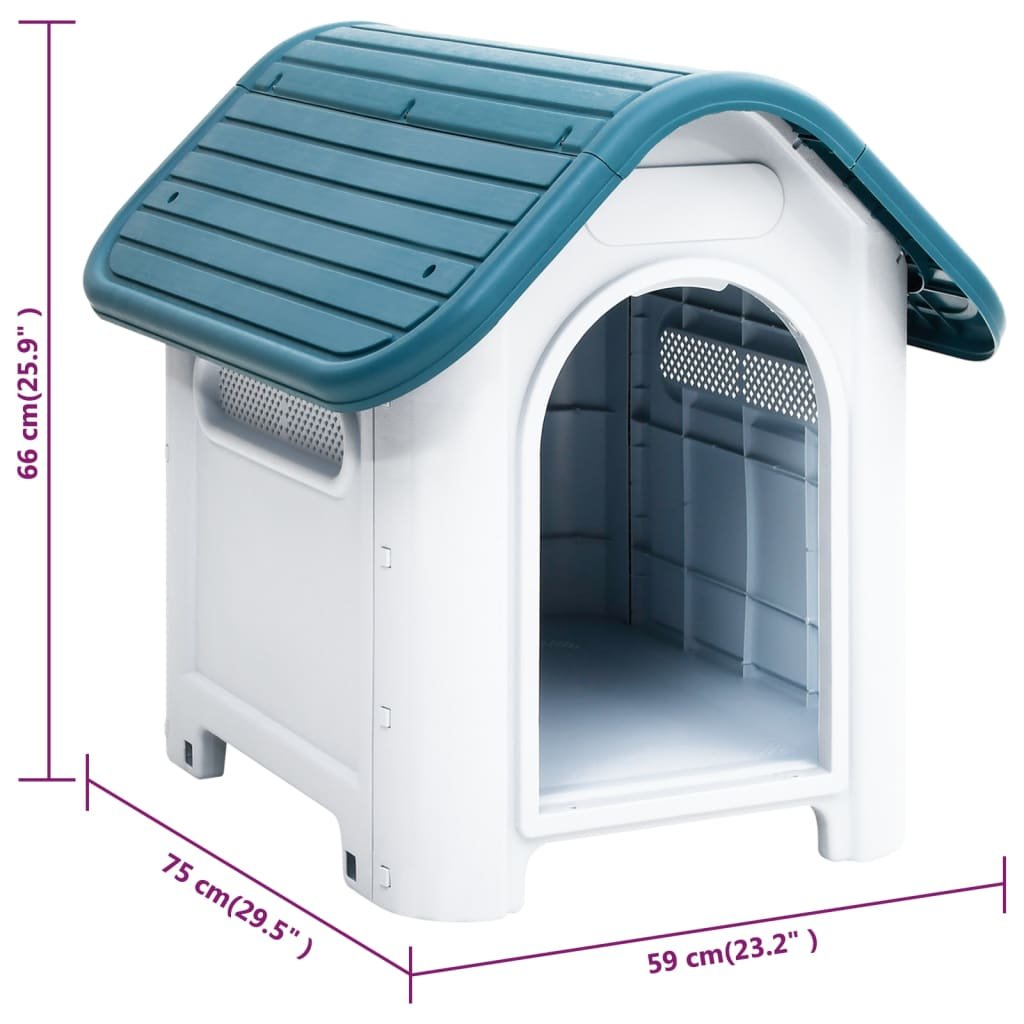 vidaXL Dog House Blue 23.2"x29.5"x26" Polypropylene