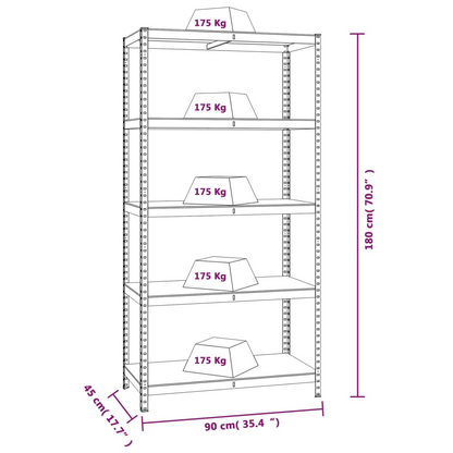 vidaXL 5-Layer Heavy-duty Shelf Gray Steel&Engineered Wood