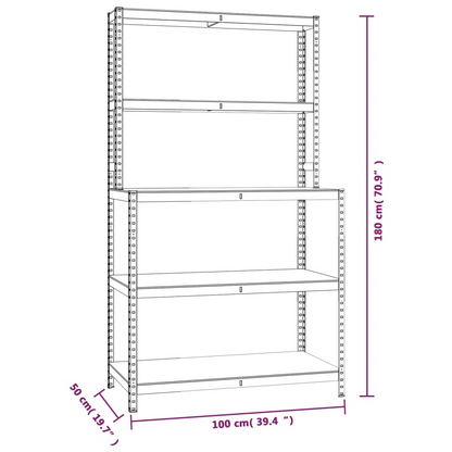 vidaXL 5-Layer Work Table with Shelves Silver Steel&Engineered Wood