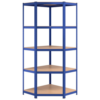 vidaXL 5-Layer Corner Shelf Blue Steel&Engineered Wood