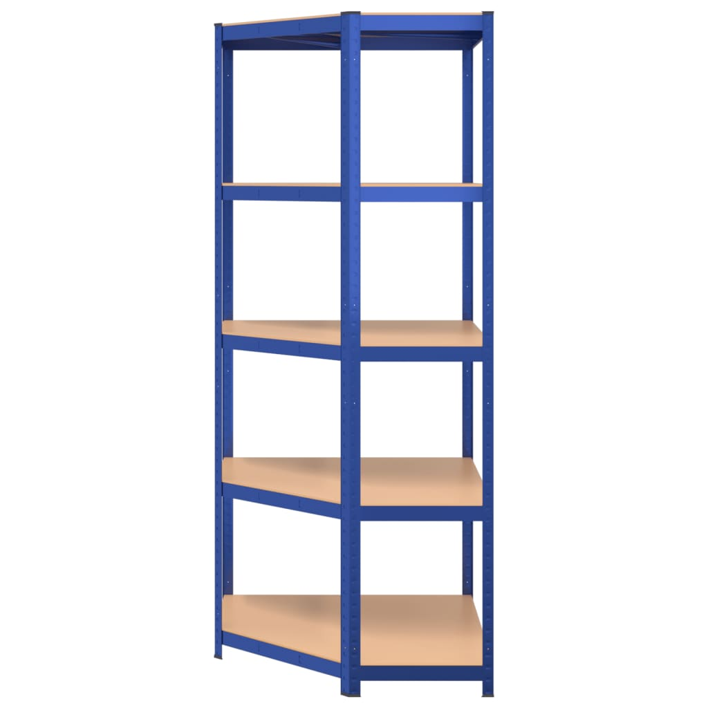 vidaXL 5-Layer Corner Shelf Blue Steel&Engineered Wood