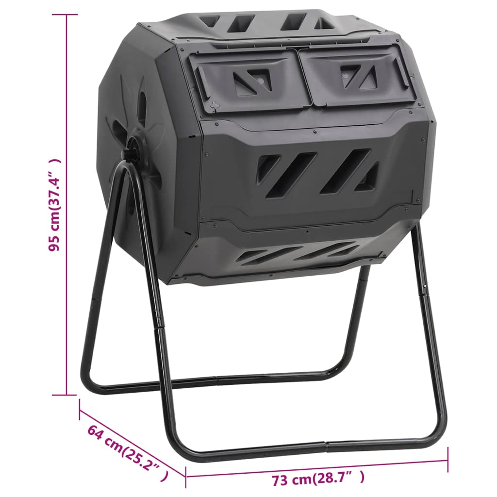 vidaXL Garden Compost Bin Black 28.7"x25.2"x37.4" 42.3 gal