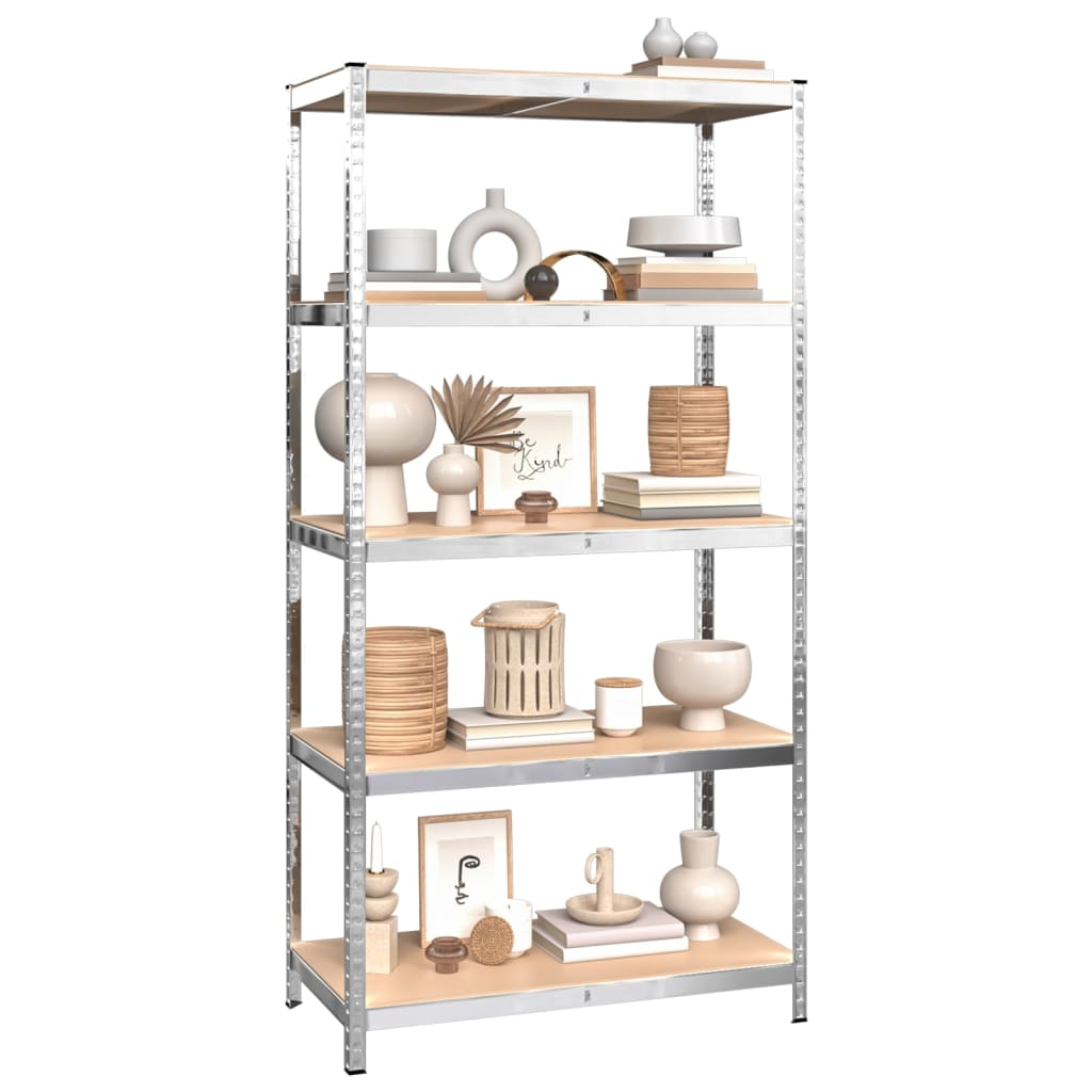 vidaXL 5-Layer Storage Shelf Silver Steel&Engineered Wood