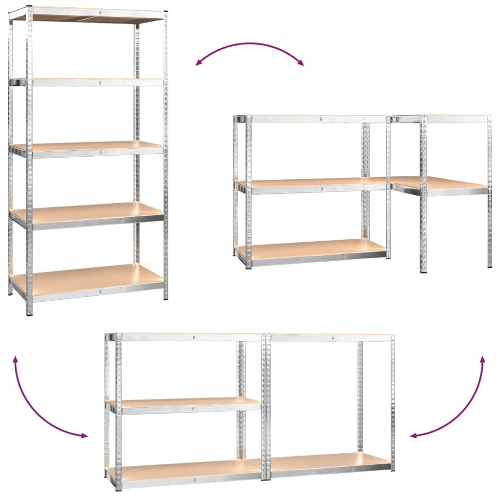 vidaXL 5-Layer Storage Shelf Silver Steel&Engineered Wood