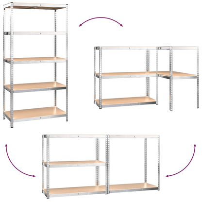 vidaXL 5-Layer Storage Shelf Silver Steel&Engineered Wood