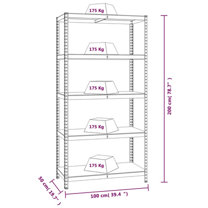 vidaXL 5-Layer Storage Shelf Silver Steel&Engineered Wood