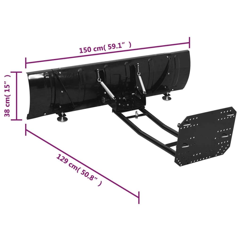 vidaXL Snow Plough for ATV 59.1"x15" Black