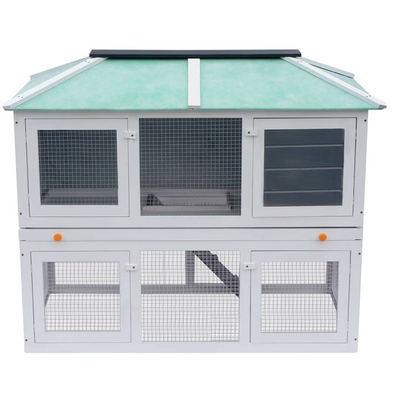 vidaXL Animal Rabbit Cage Double Floor Wood