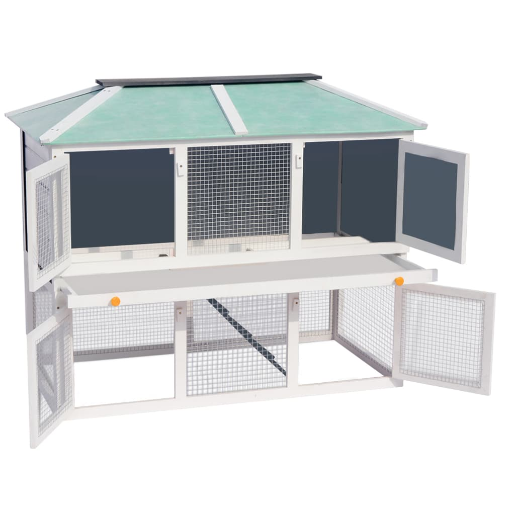 vidaXL Animal Rabbit Cage Double Floor Wood