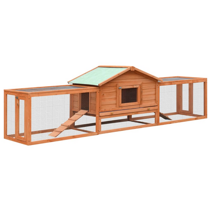 vidaXL Rabbit Hutch Solid Pine & Fir Wood 122"x27.6"x34.3"