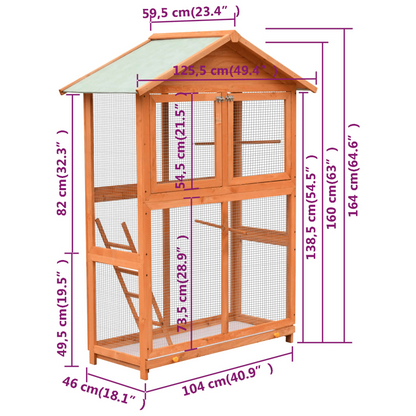 vidaXL Bird Cage Solid Pine & Fir Wood 49.4"x23.4"x64.6"