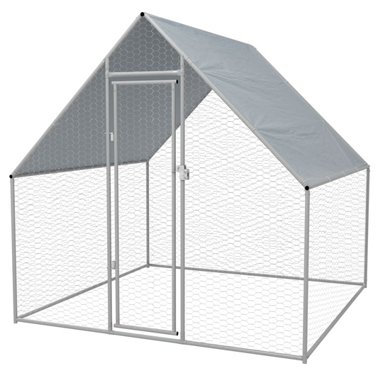 vidaXL Outdoor Chicken Cage 6.6'x6.6'x6.3' Galvanized Steel