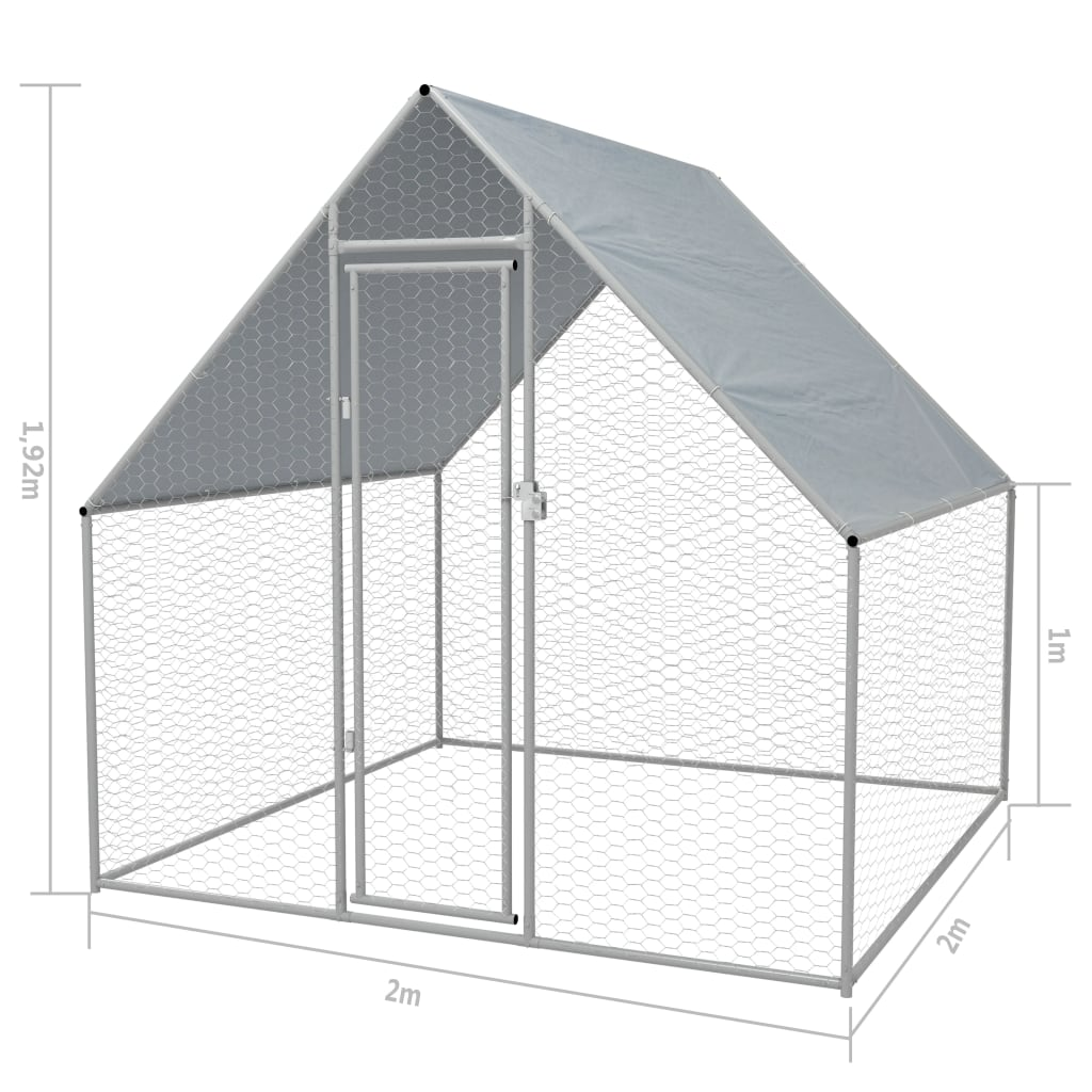 vidaXL Outdoor Chicken Cage 6.6'x6.6'x6.3' Galvanized Steel