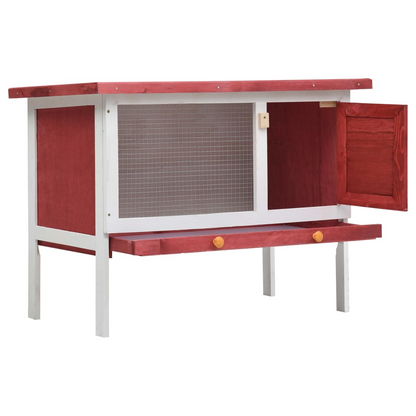 vidaXL Outdoor Rabbit Hutch 1 Layer Red Wood