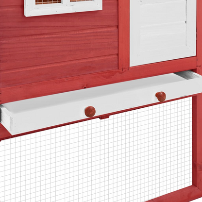 vidaXL Chicken Coop with Nest Box Red and White Solid Fir Wood