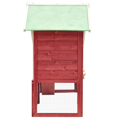 vidaXL Rabbit Hutch Red and White 55.1"x24.8"x47.2" Solid Firwood