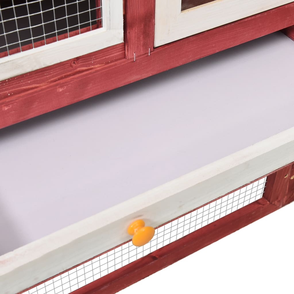 vidaXL Rabbit Hutch Red and White 55.1"x24.8"x47.2" Solid Firwood