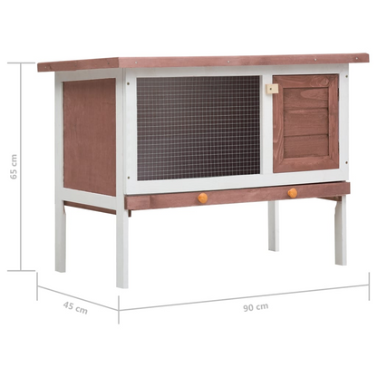 vidaXL Outdoor Rabbit Hutch 1 Layer Brown Wood