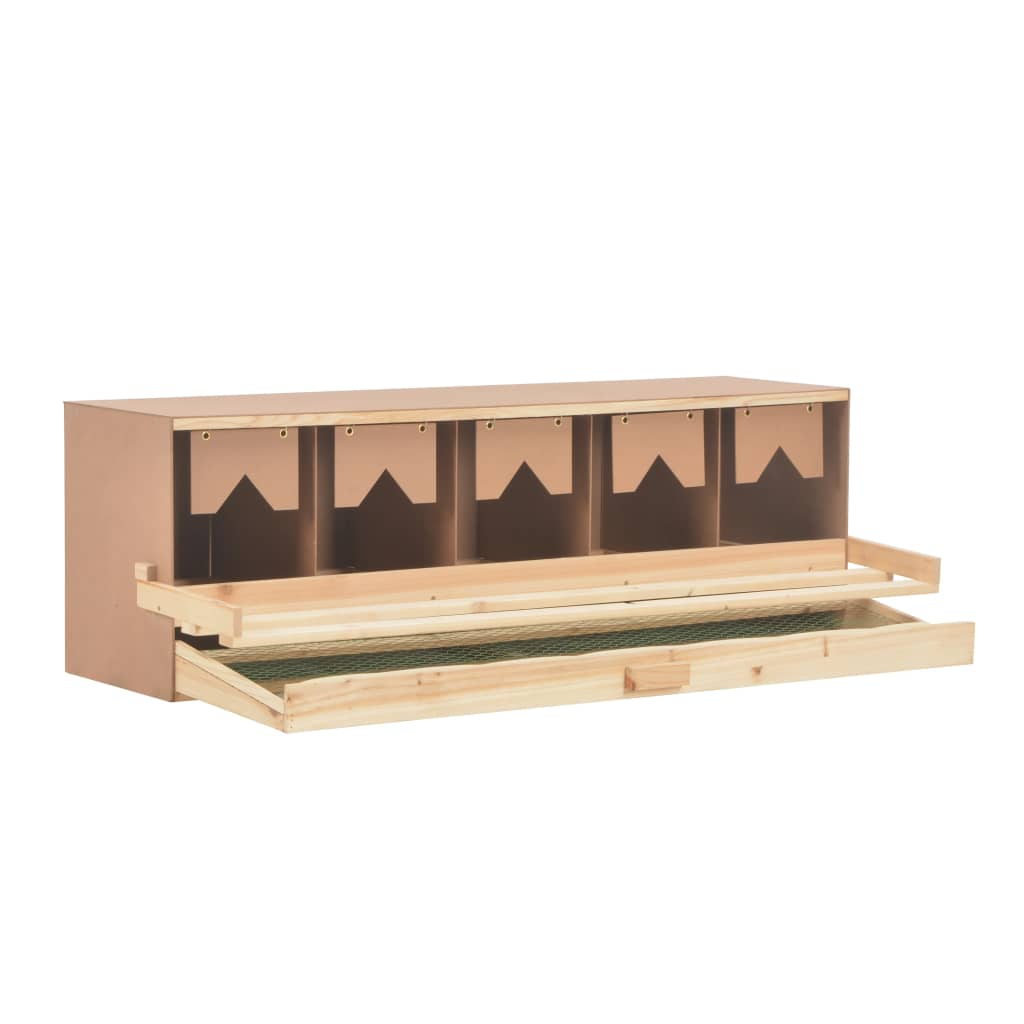 vidaXL Chicken Laying Nest 5 Compartments 46.1"x13"x15" Solid Pine Wood