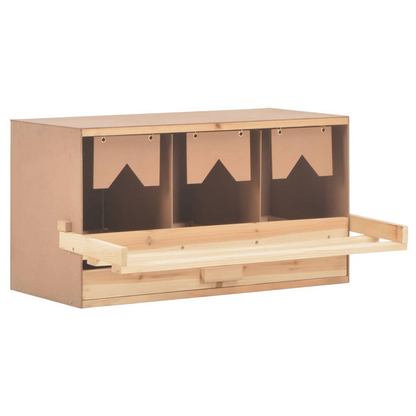 vidaXL Chicken Laying Nest 3 Compartments 28.3"x13"x15" Solid Pine Wood