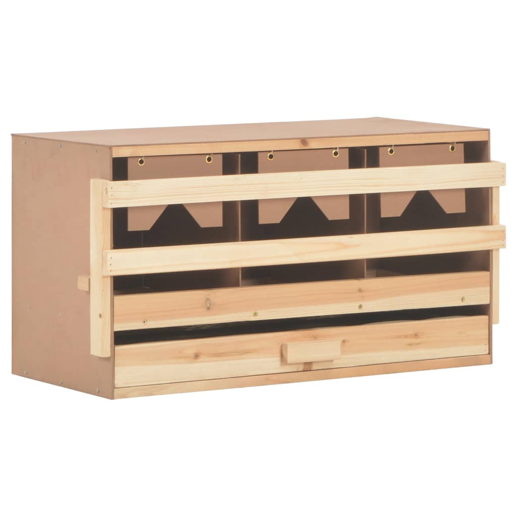 vidaXL Chicken Laying Nest 3 Compartments 28.3"x13"x15" Solid Pine Wood