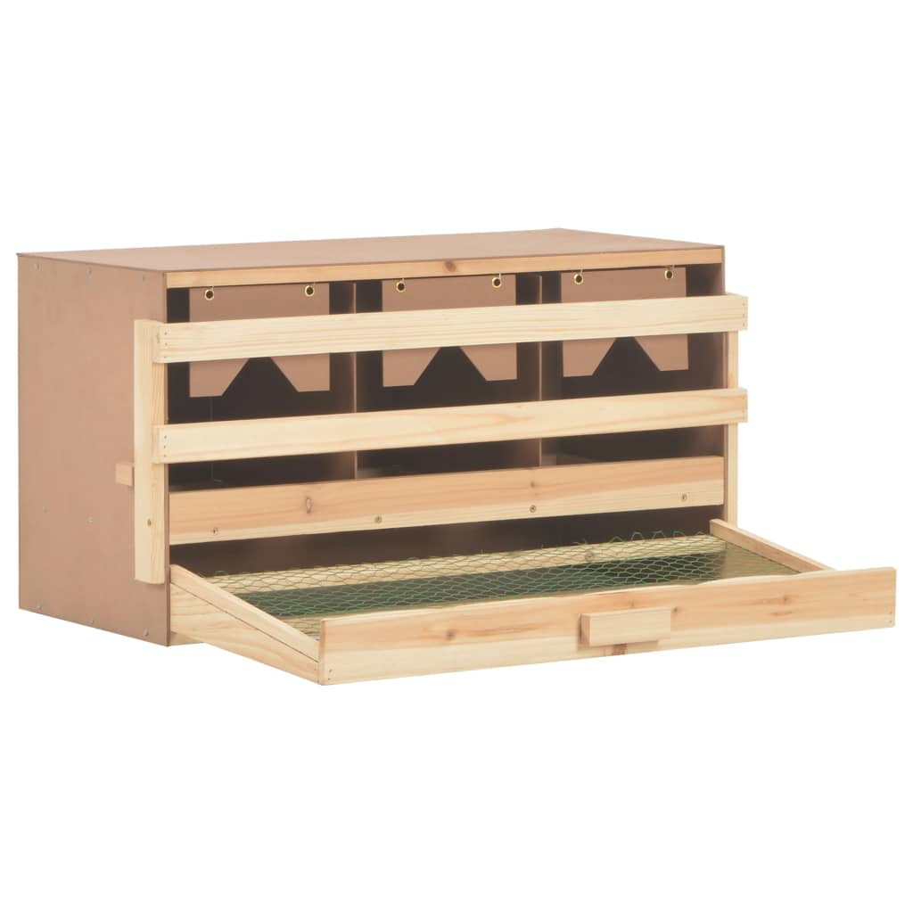 vidaXL Chicken Laying Nest 3 Compartments 28.3"x13"x15" Solid Pine Wood