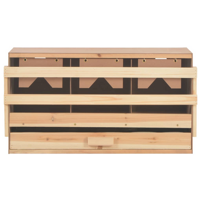 vidaXL Chicken Laying Nest 3 Compartments 28.3"x13"x15" Solid Pine Wood