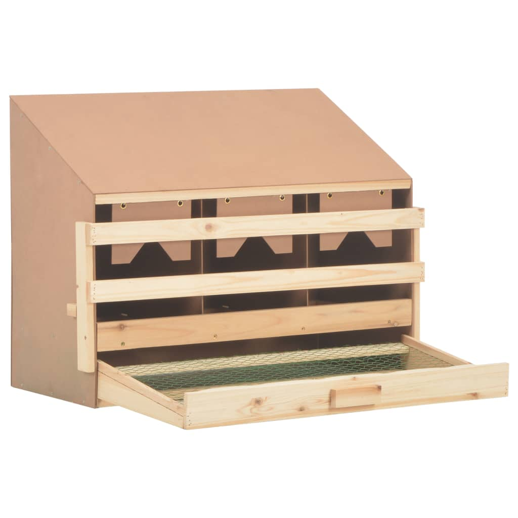 vidaXL Chicken Laying Nest 3 Compartments 28.3"x13"x21.3" Solid Pine Wood