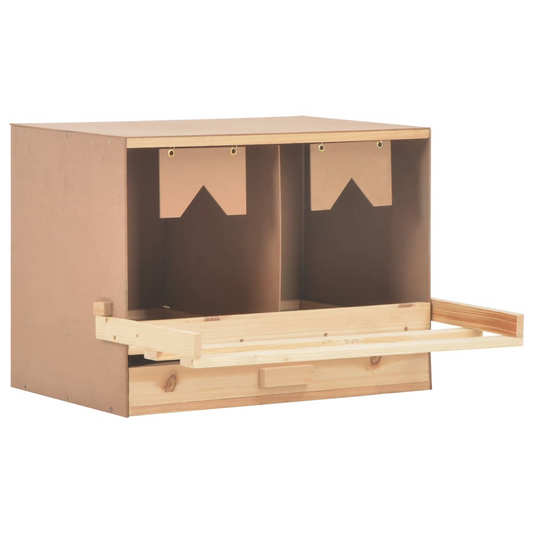 vidaXL Chicken Laying Nest 2 Compartments 24.8"x15.7"x17.7" Solid Pine Wood