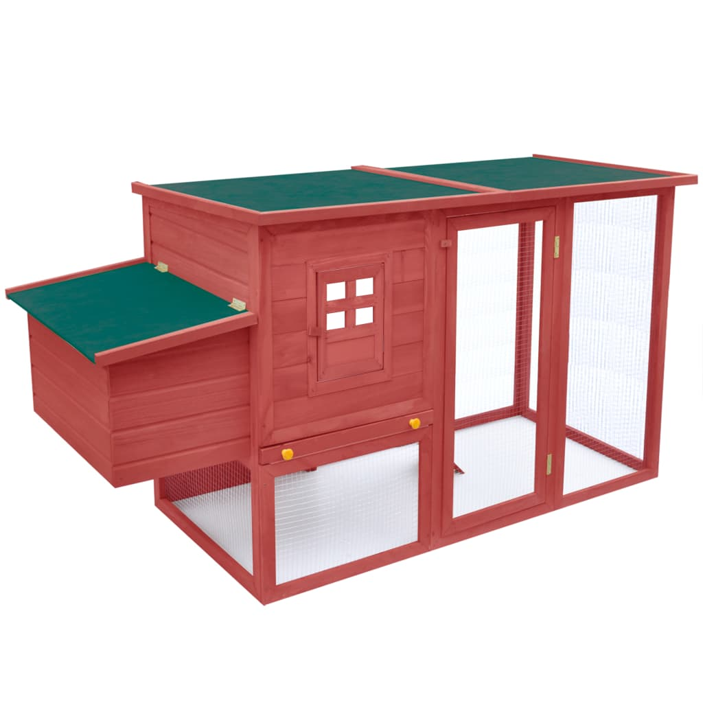 vidaXL Outdoor Chicken Cage Hen House with 1 Egg Cage Red Wood