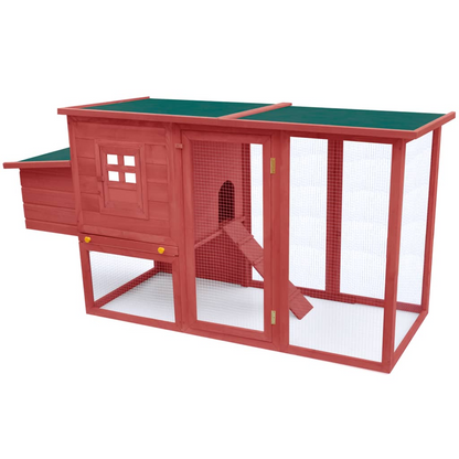 vidaXL Outdoor Chicken Cage Hen House with 1 Egg Cage Red Wood