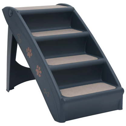 vidaXL Folding 4-Step Dog Stairs Dark Gray