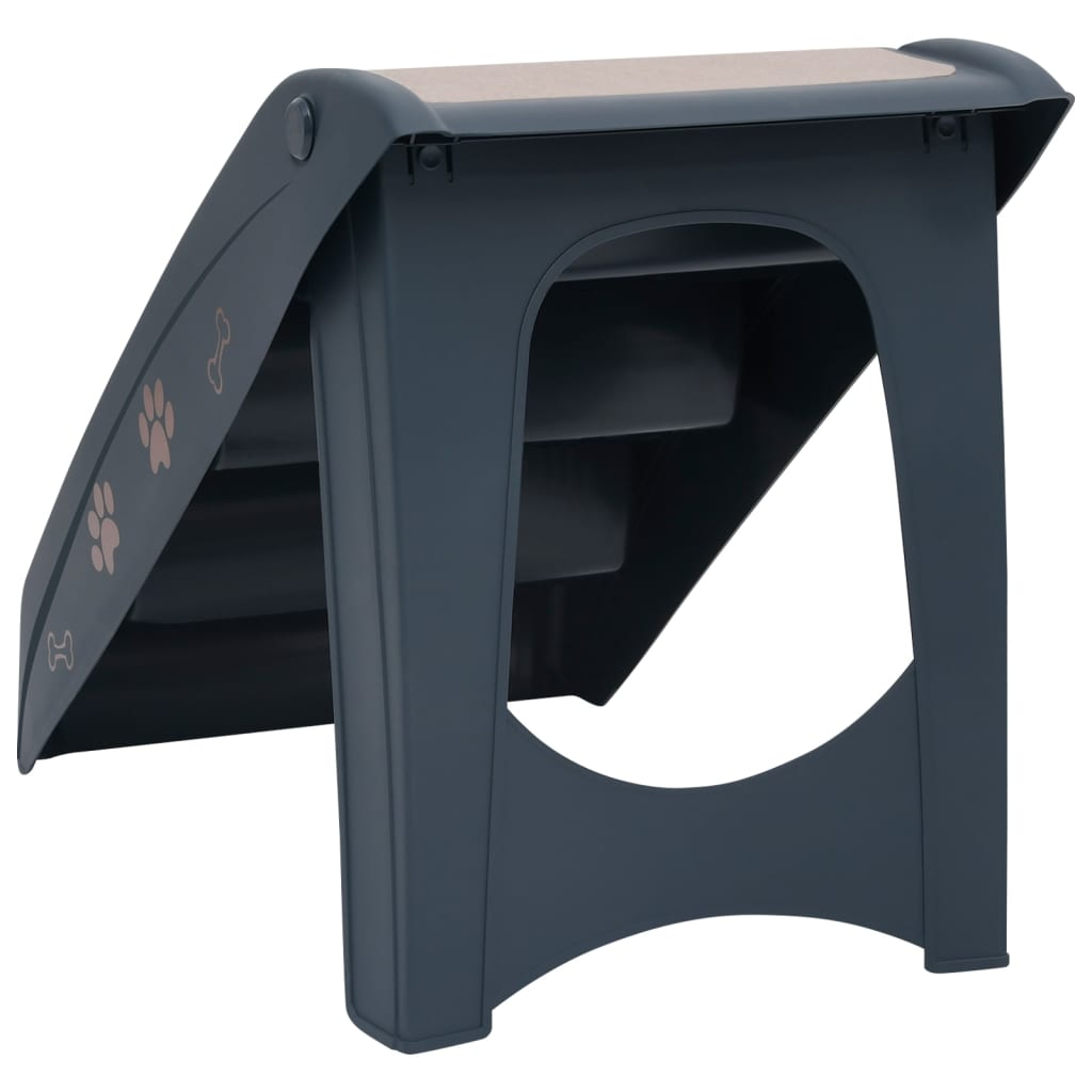 vidaXL Folding 4-Step Dog Stairs Dark Gray