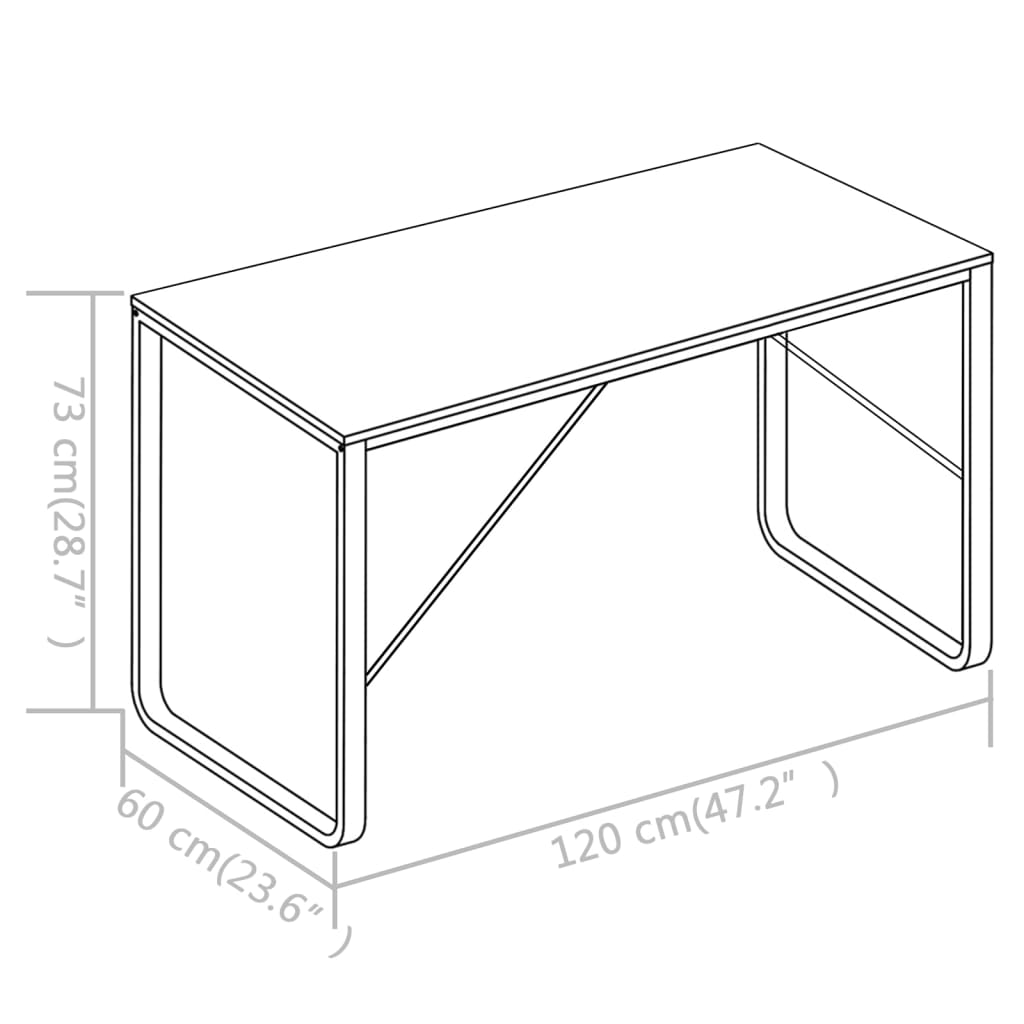 vidaXL Computer Desk Black and Oak 47.2"x23.6"x28.7"