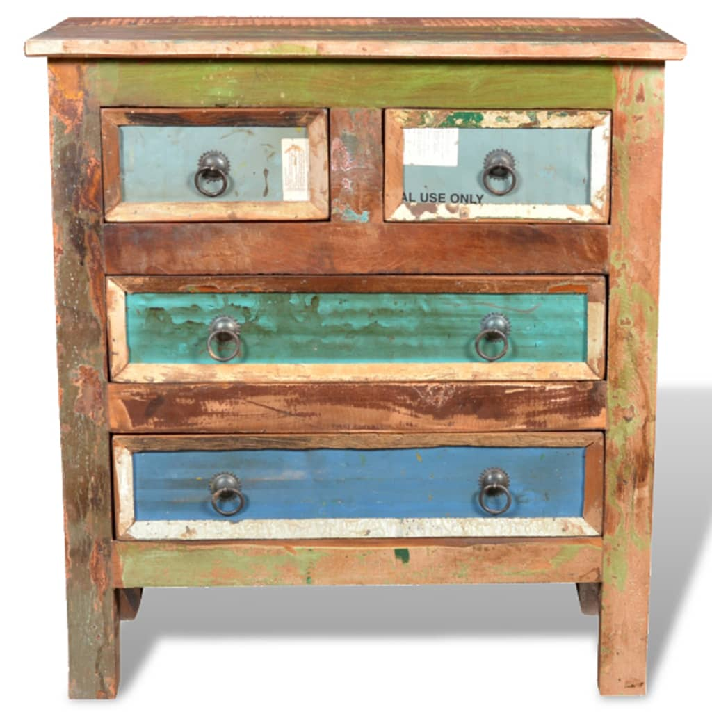 vidaXL Reclaimed Cabinet Solid Wood with 4 Drawers