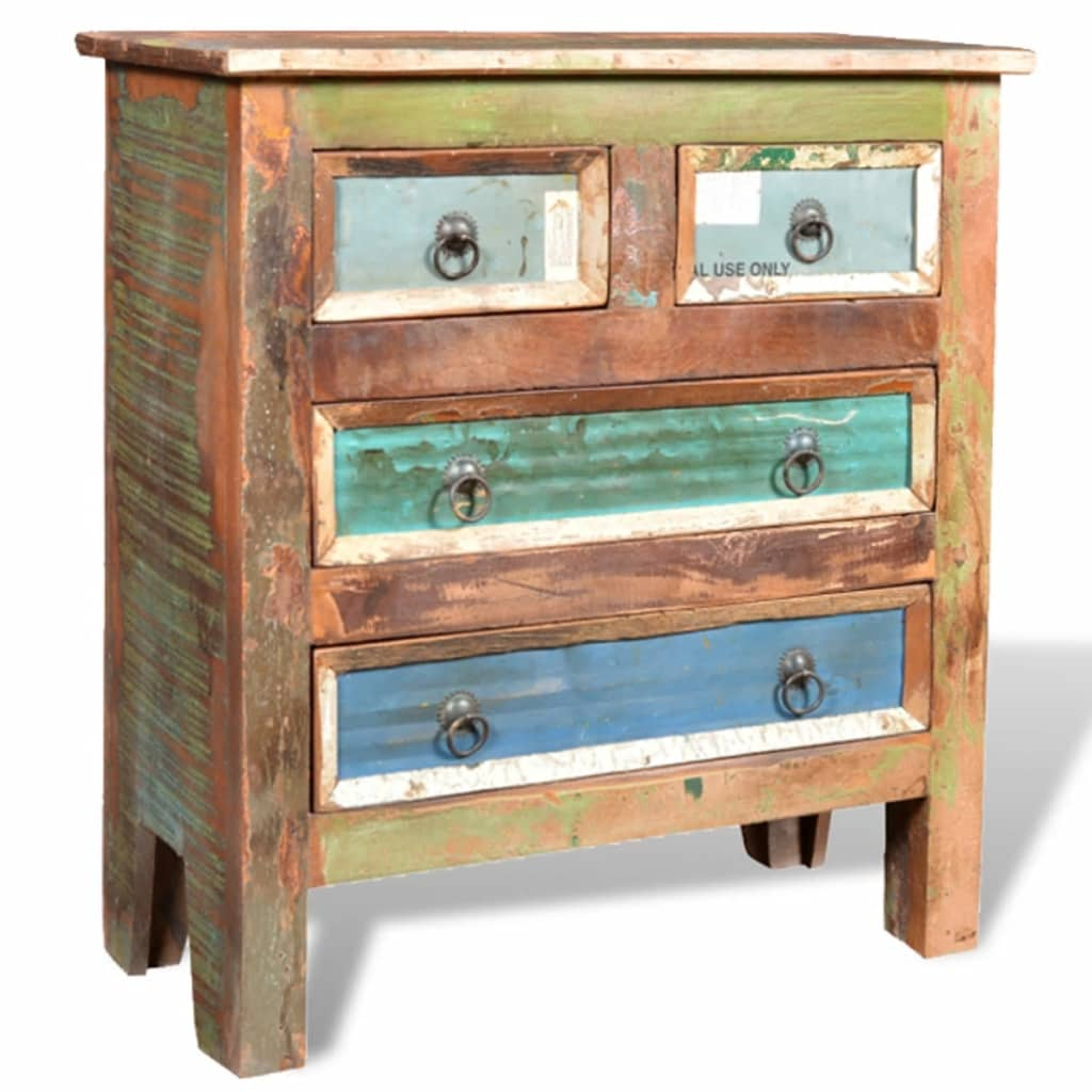 vidaXL Reclaimed Cabinet Solid Wood with 4 Drawers