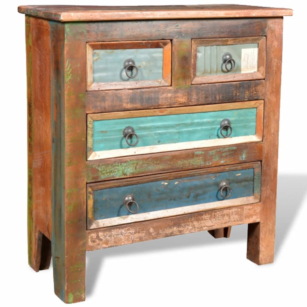 vidaXL Reclaimed Cabinet Solid Wood with 4 Drawers