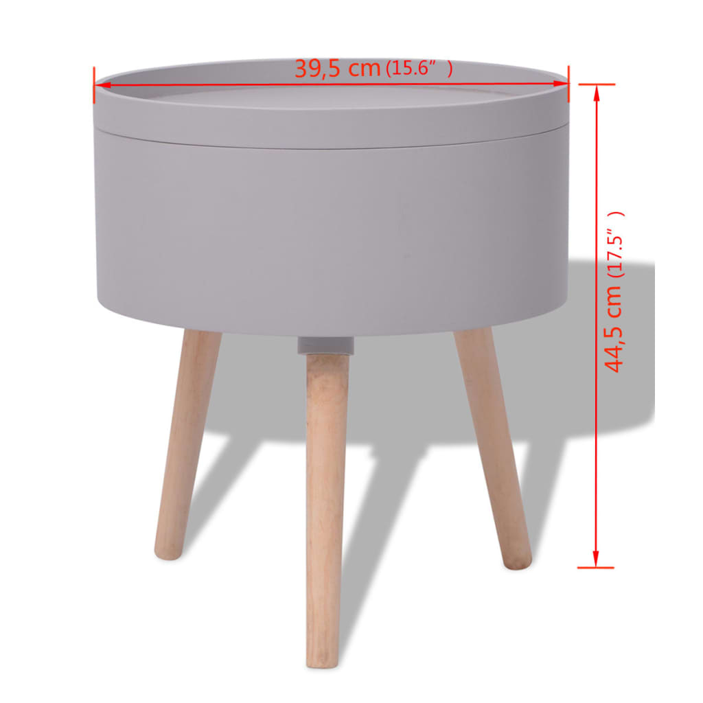 vidaXL Side Table with Serving Tray Round 15.6"x17.5" Gray