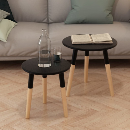 vidaXL Side Table Set 2 Pieces Solid Pinewood Black