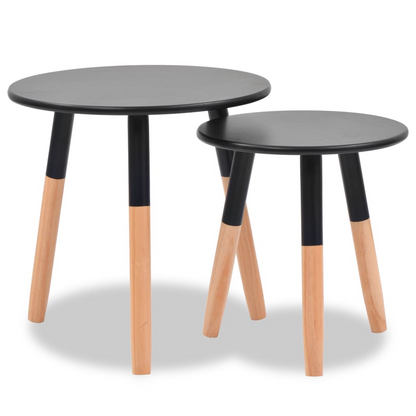 vidaXL Side Table Set 2 Pieces Solid Pinewood Black