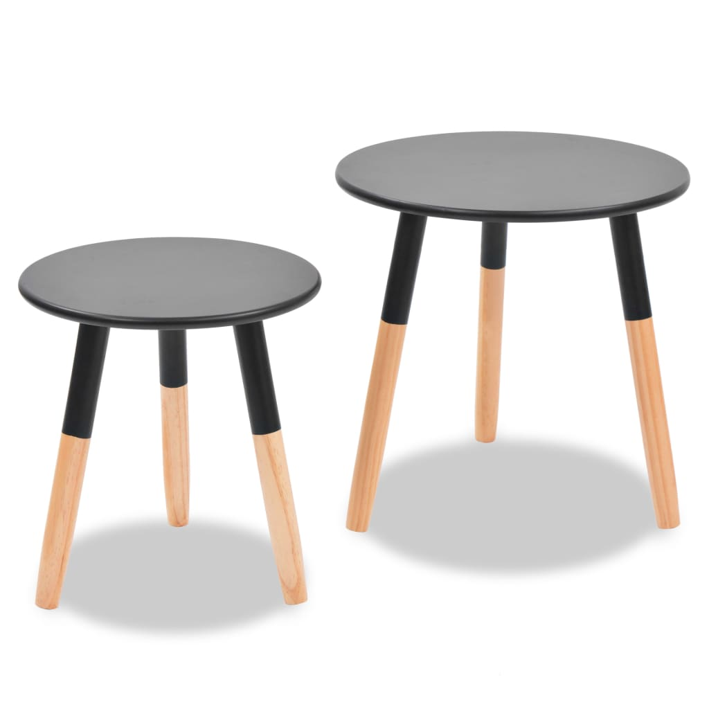 vidaXL Side Table Set 2 Pieces Solid Pinewood Black