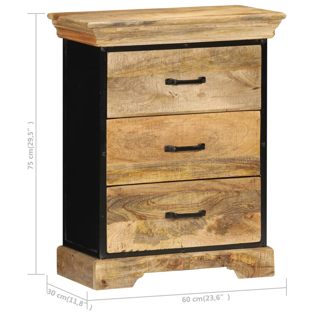 vidaXL Chest of Drawers 23.6"x11.8"x29.5" Solid Mango Wood