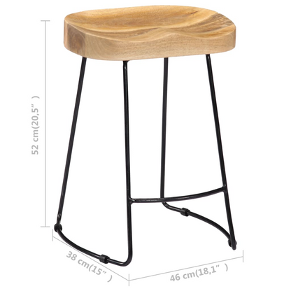 vidaXL Gavin Bar Stools 2 pcs Solid Mango Wood